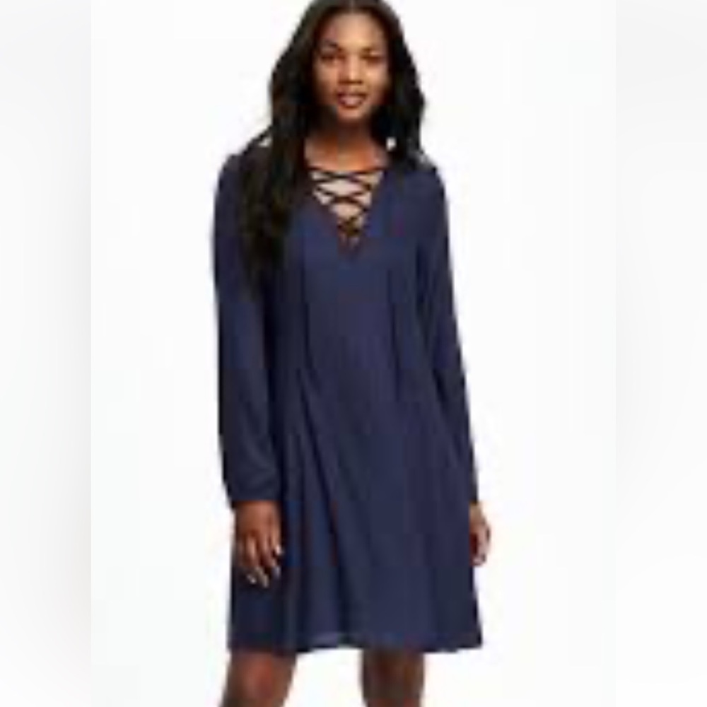 Old Navy Blue Boho/Gypsy Dress with Tie Detail Sz XL